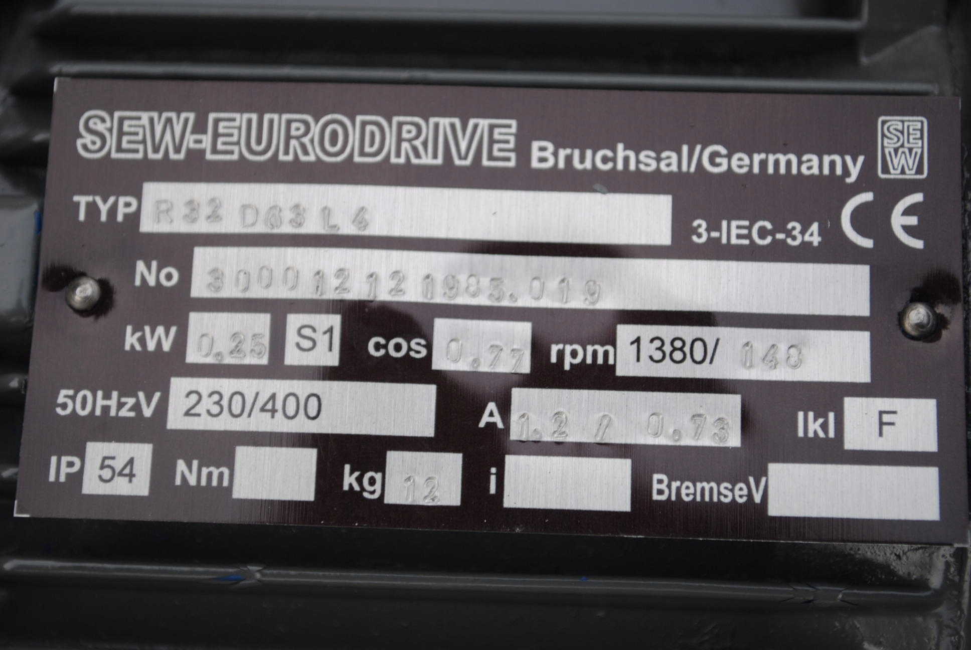 Motoreduktor 0.25kw. 148obr./min.. SEW Marka SEW