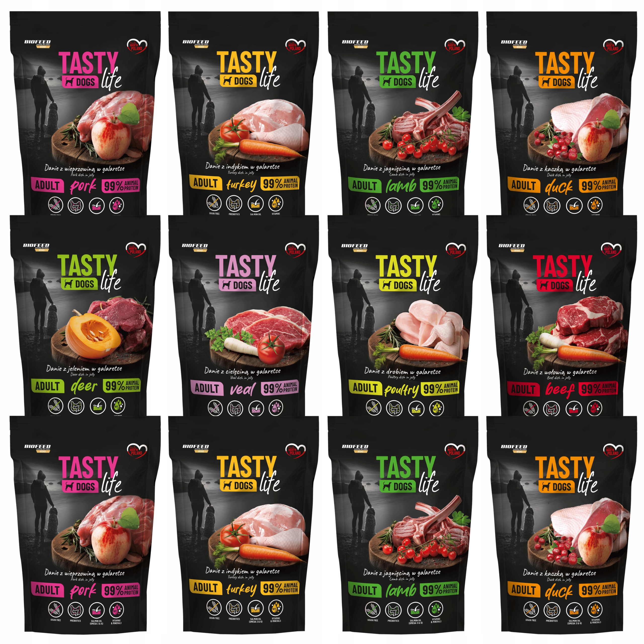 Krmivo pro psy Biofeed Tasty Life Adult mix chutí 12 x 500 g