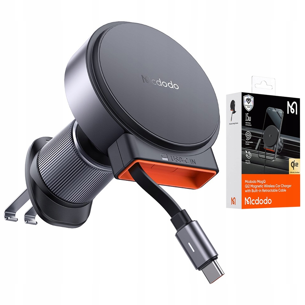 Mcdodo Bezdrátový držák do auta s MagSafe, indukční nabíjení 15W Qi2 kabel