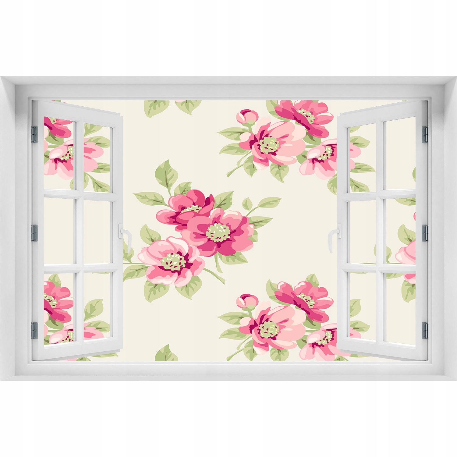 

3D Okno Naklejka na ścianę Kwiecisty wzór 90x60