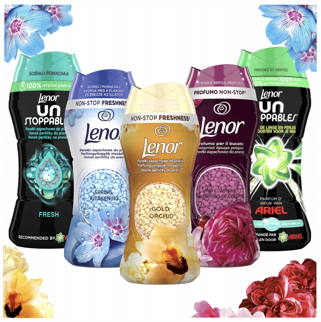 Lenor Perličky vonné granule na praní Set MIX 5x 210g originální