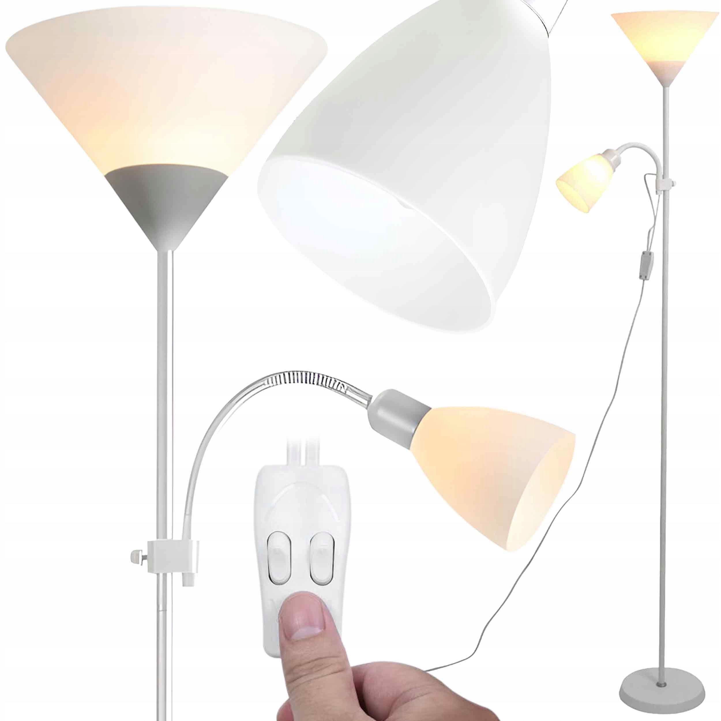 Lampa Podłogowa Do Salonu Stojąca Nocna 164CM 60W Nowoczesna 2W1 E27 E14