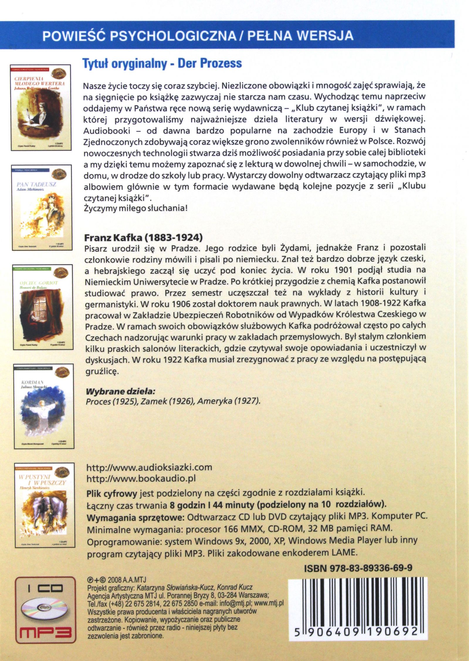 PROCES Franz KAFKA (AUDIOBOOK) (MP3) [CD] Stan opakowania oryginalne
