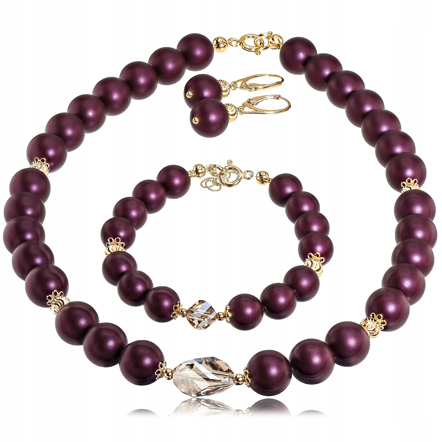 Krystaly perly Elderberry Golden Komplet Zlaté Stříbro Certifikát