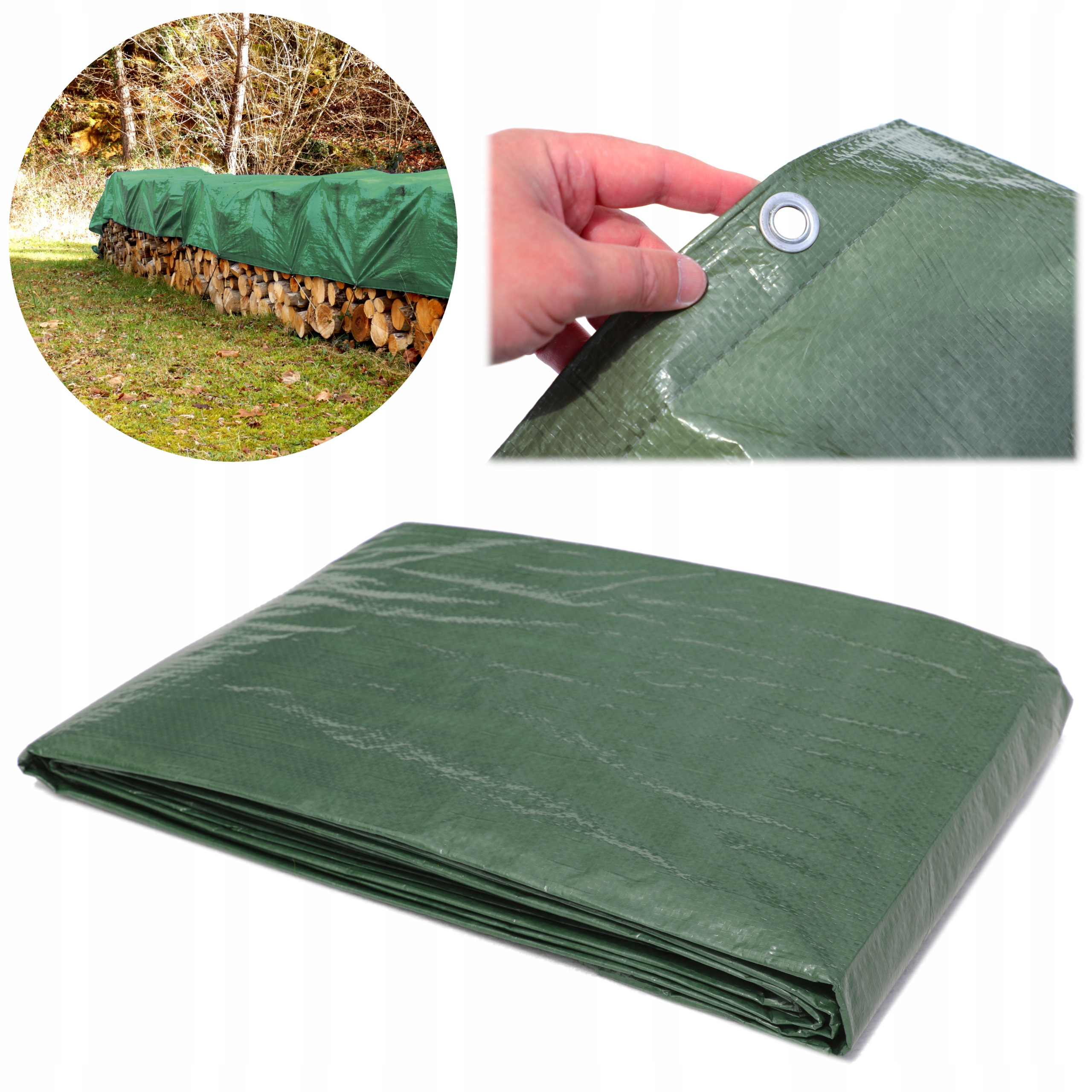 Plandeka Zielona Tarp Strong 8x10m z oczkami od AJJ_pl