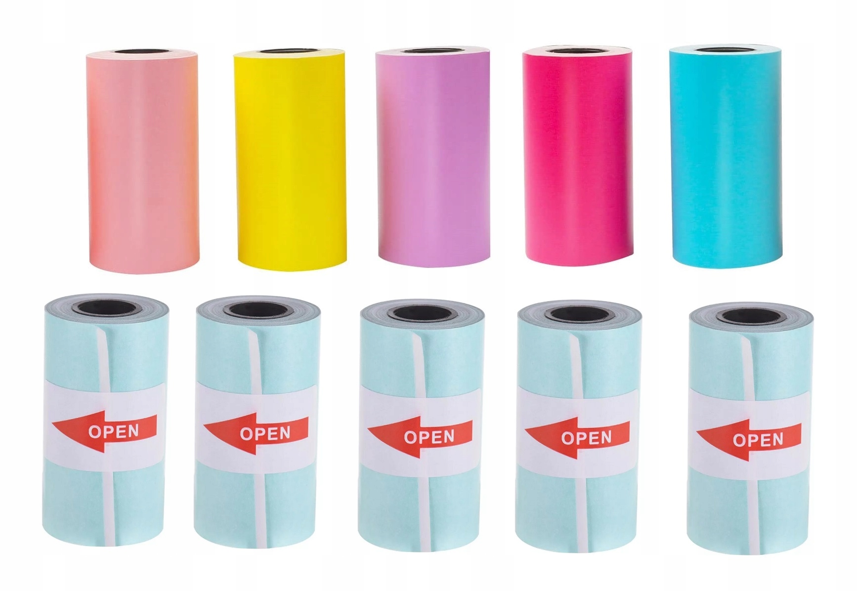 PAPIER SAMOPRZYLEPNY ROLKI WKŁADY DO DRUKUŚ APARATU KOLOROWE BIAŁE 10 SZT