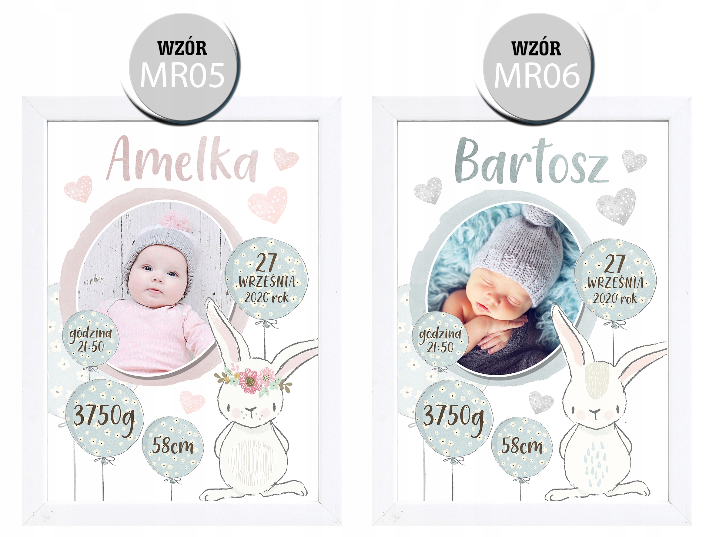 Metryczka A4+ramka Roczek Chrzest Urodziny EAN (GTIN) 5901867293503