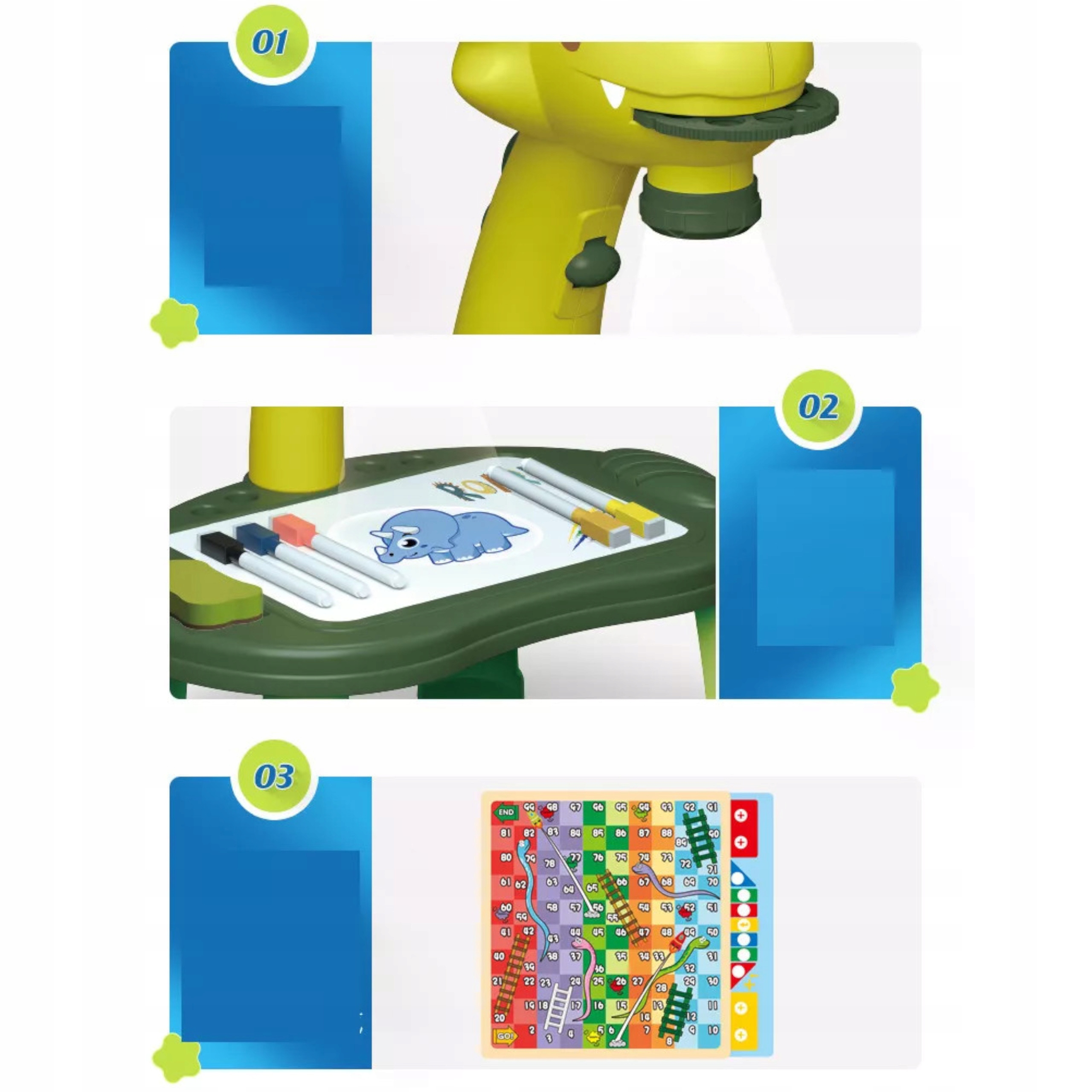 Projektor do rysowania dinozaur stolik chińczyk 41 Minimalny wiek dziecka 3