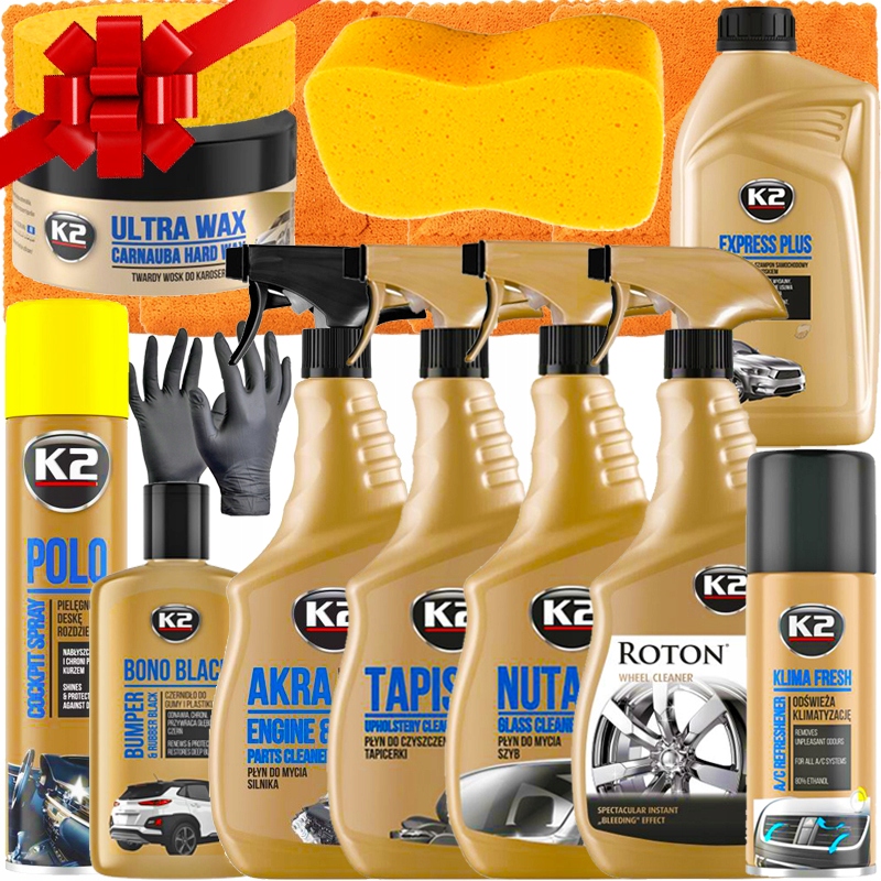K2 Duży Zestaw Kosmetyków Do Pielęgnacji Mycia Czyszczenia Auta Samochodu