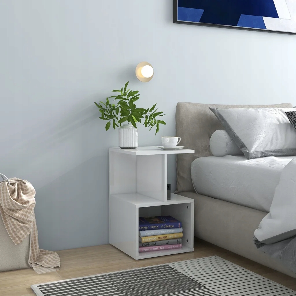 vidaXL Noční stolek bílý s vysokým leskem 35x35x55 cm kompozitní dřevo