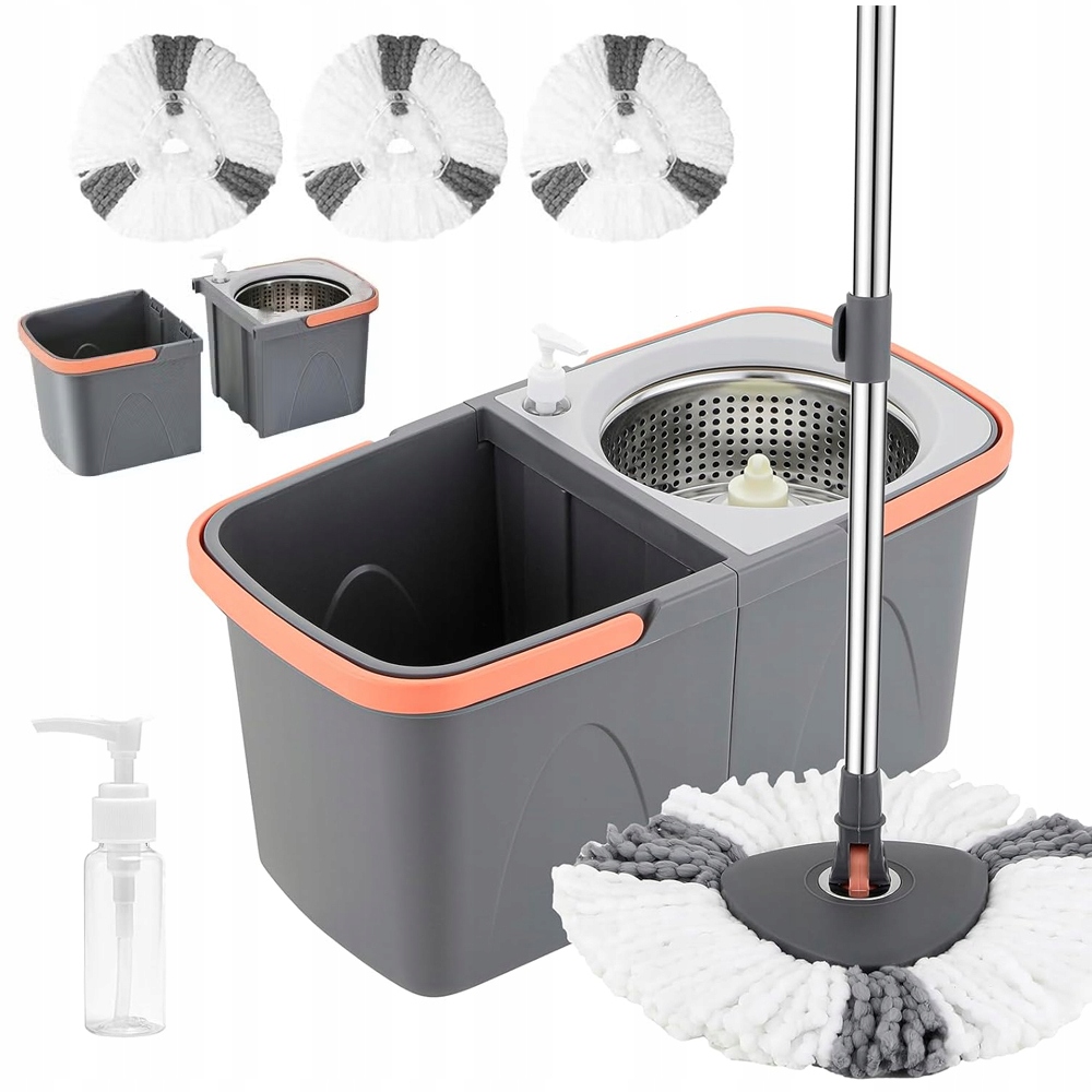 Levně Rotační Mop 360 Spin Turbo 3V1 2 Náplně Z Mikrovlákna Bonus