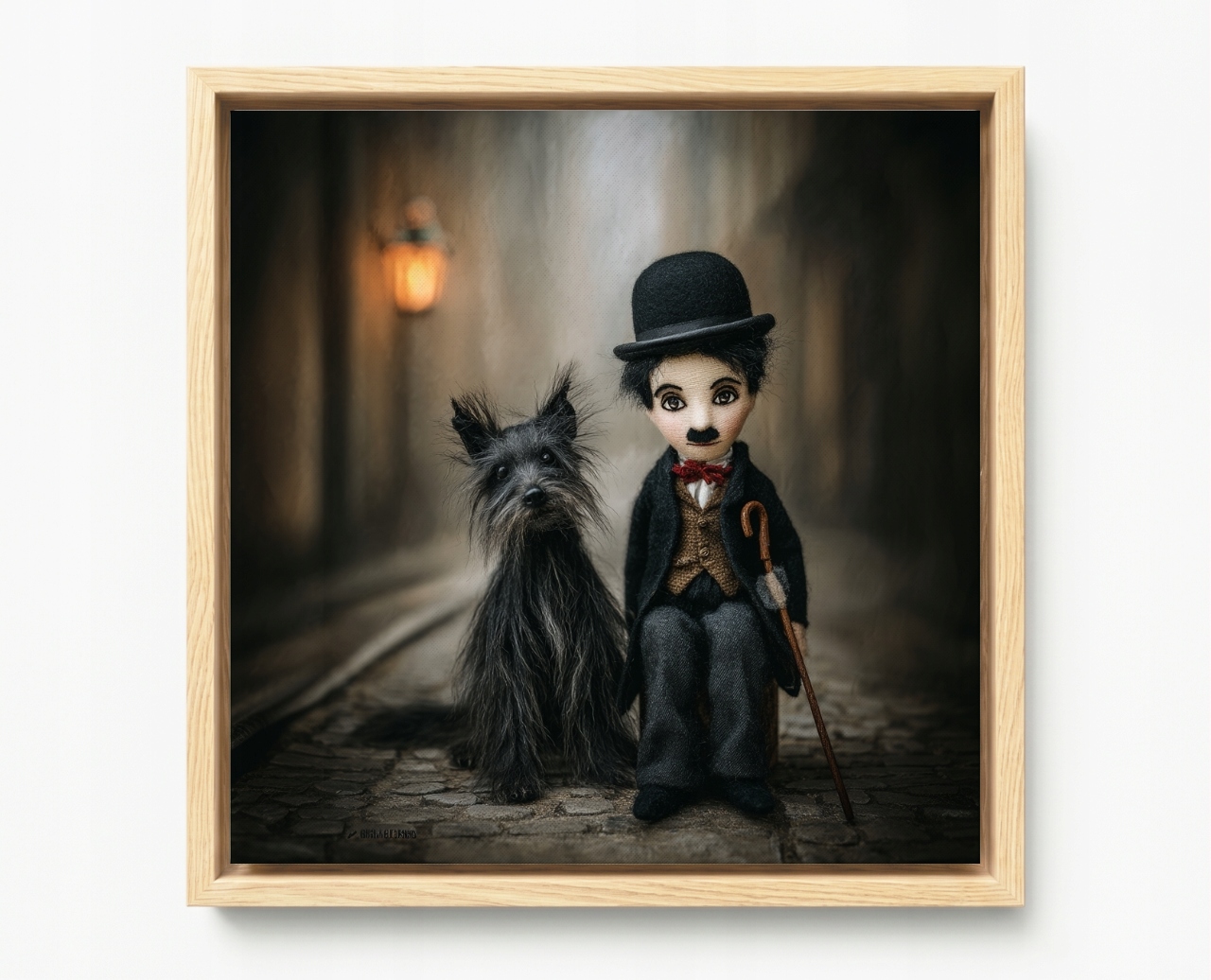 Rám Na Obraz Americká Krabička Charlie Chaplin Pes Yorkshire Vintage Panenka 60x60