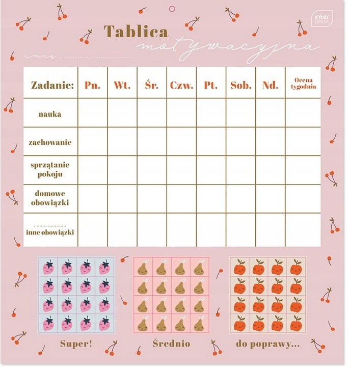 

Tablica motywacyjna dla dzieci z naklejkami Sweet