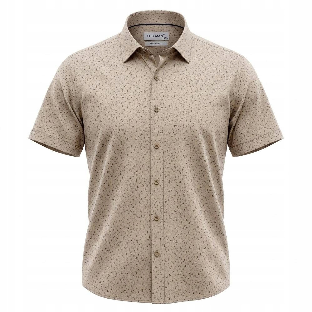 Ego Man košile pánská RE308-07 regular fit krátký rukáv 5XL béžová