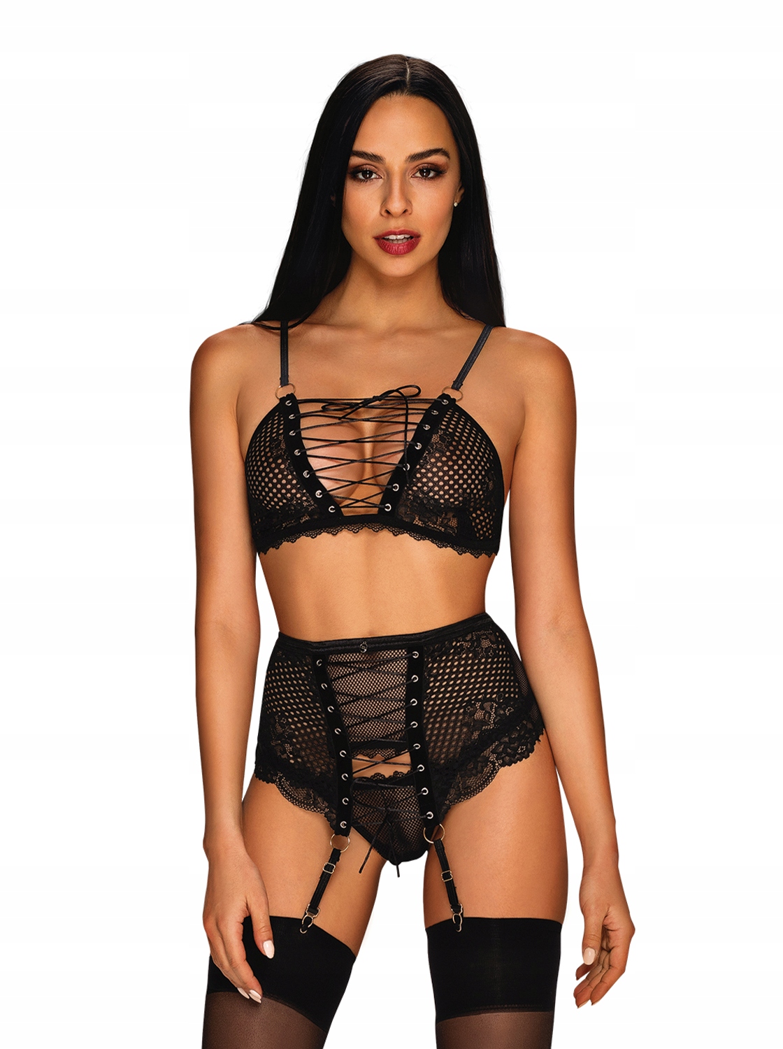 Obsessive černá podprsenka Basitta tanga pásek L/XL