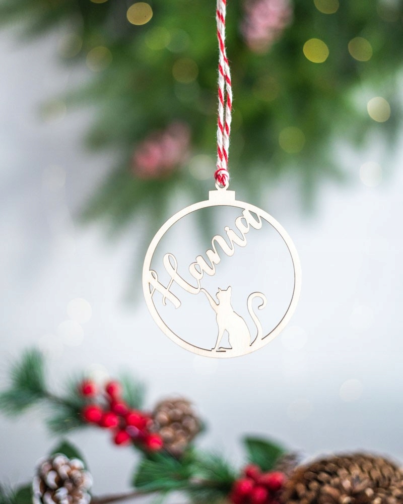 BOMBKA DREWNIANA NA ŚWIĘTA Z IMIENIEM MIKOŁAJ KOT Marka inna