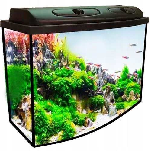 Zestaw Akwarium 80x35x40 102L Profil Owal Full Wyposażenie Led Dzień Noc