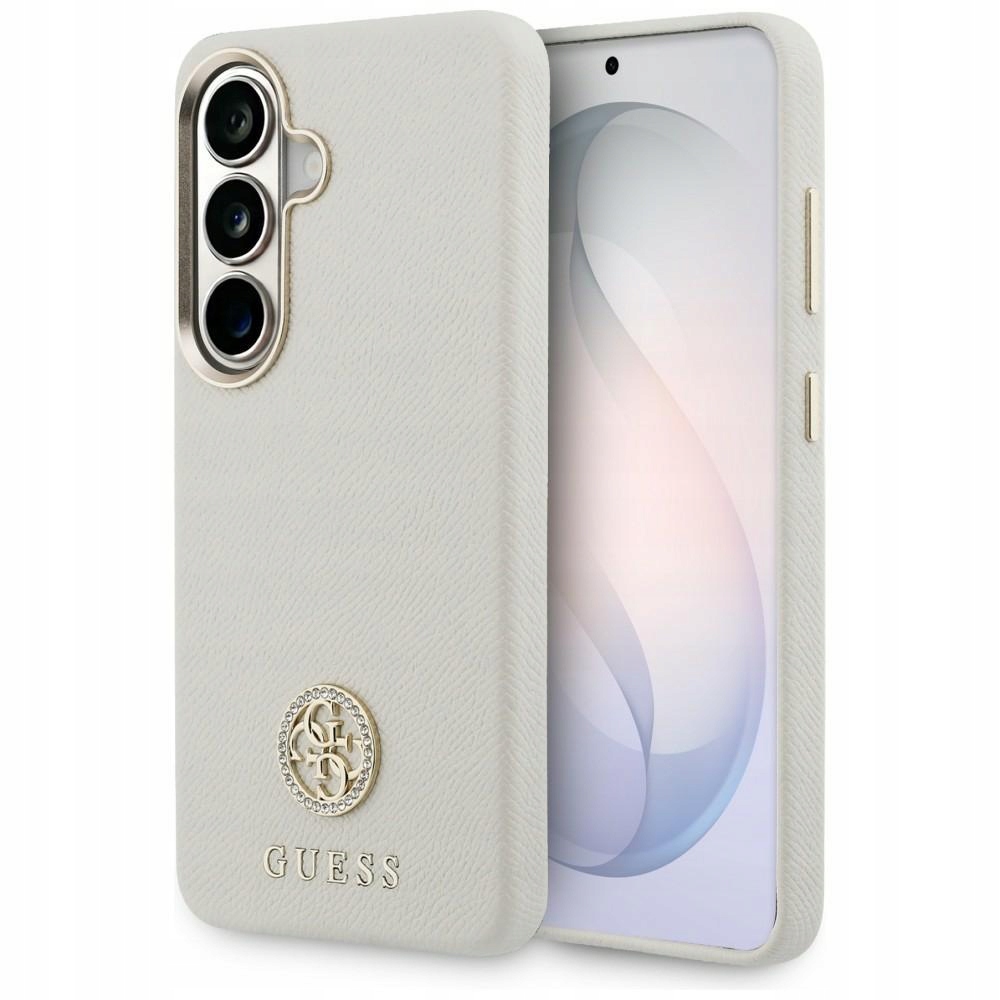Pouzdro Guess Rhinestone Round Logo MagSafe pro Samsung Galaxy S26, béžové