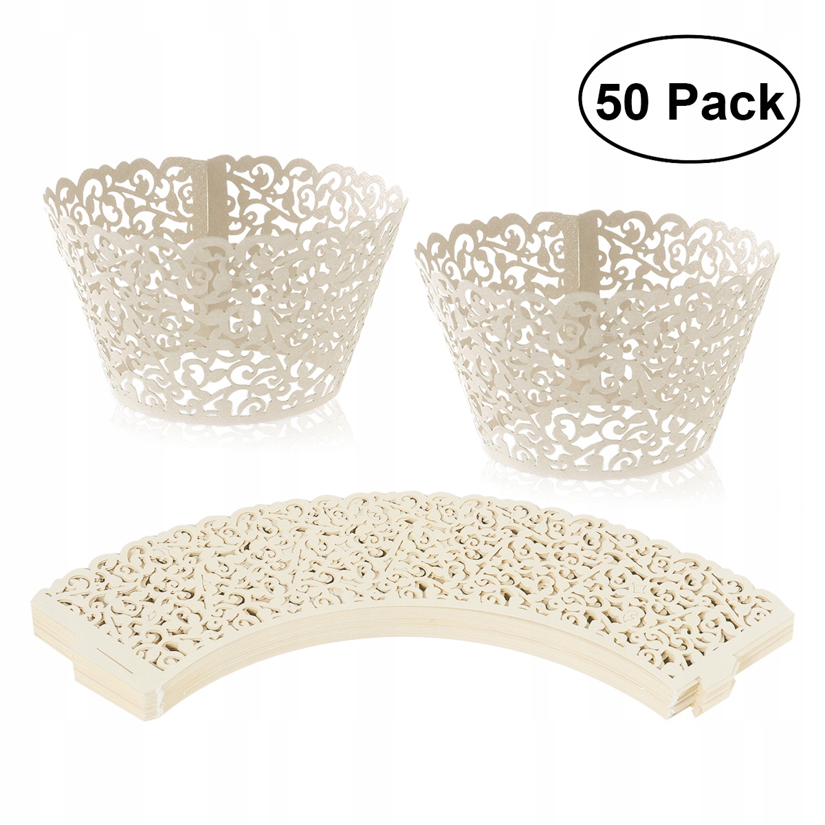 

50szt. Cięte opakowania na babeczki Decor Wedding