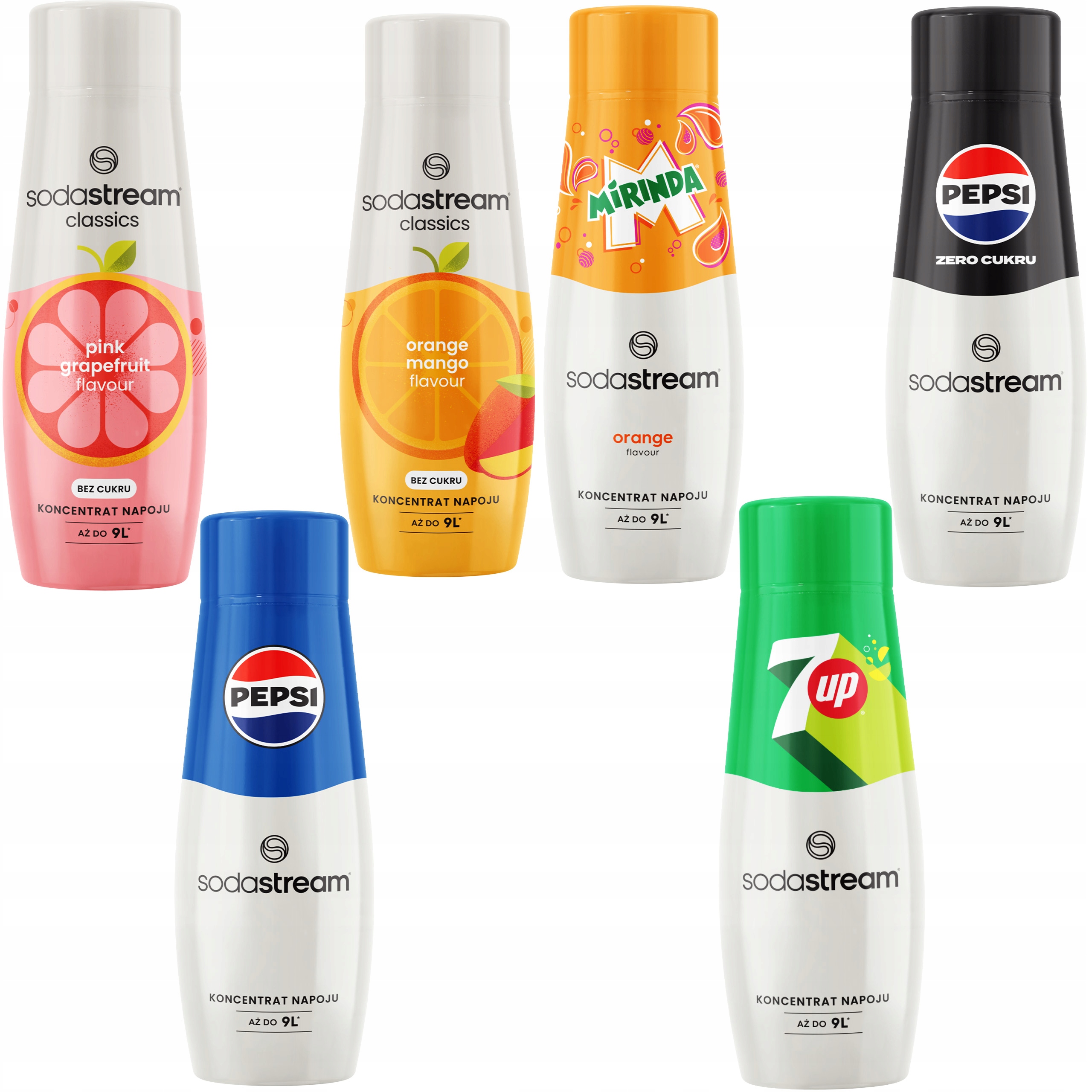 Levně Sodastream sirup 6 ks Pepsi Mirinda 7Up Grapefruit Orange-mango Pepsi Max