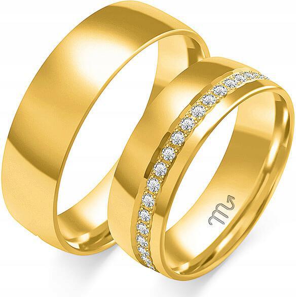 Zlatý snubní prsten s gravírováním 14k 585 na svatba vel. 8 9 10 dámský svatební prsten pro muže 14k