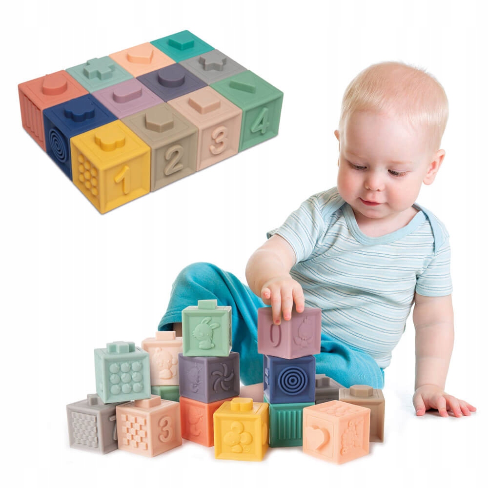 

Miękkie Klocki Sensoryczne Edukacyjne 12 Szt. 6m+
