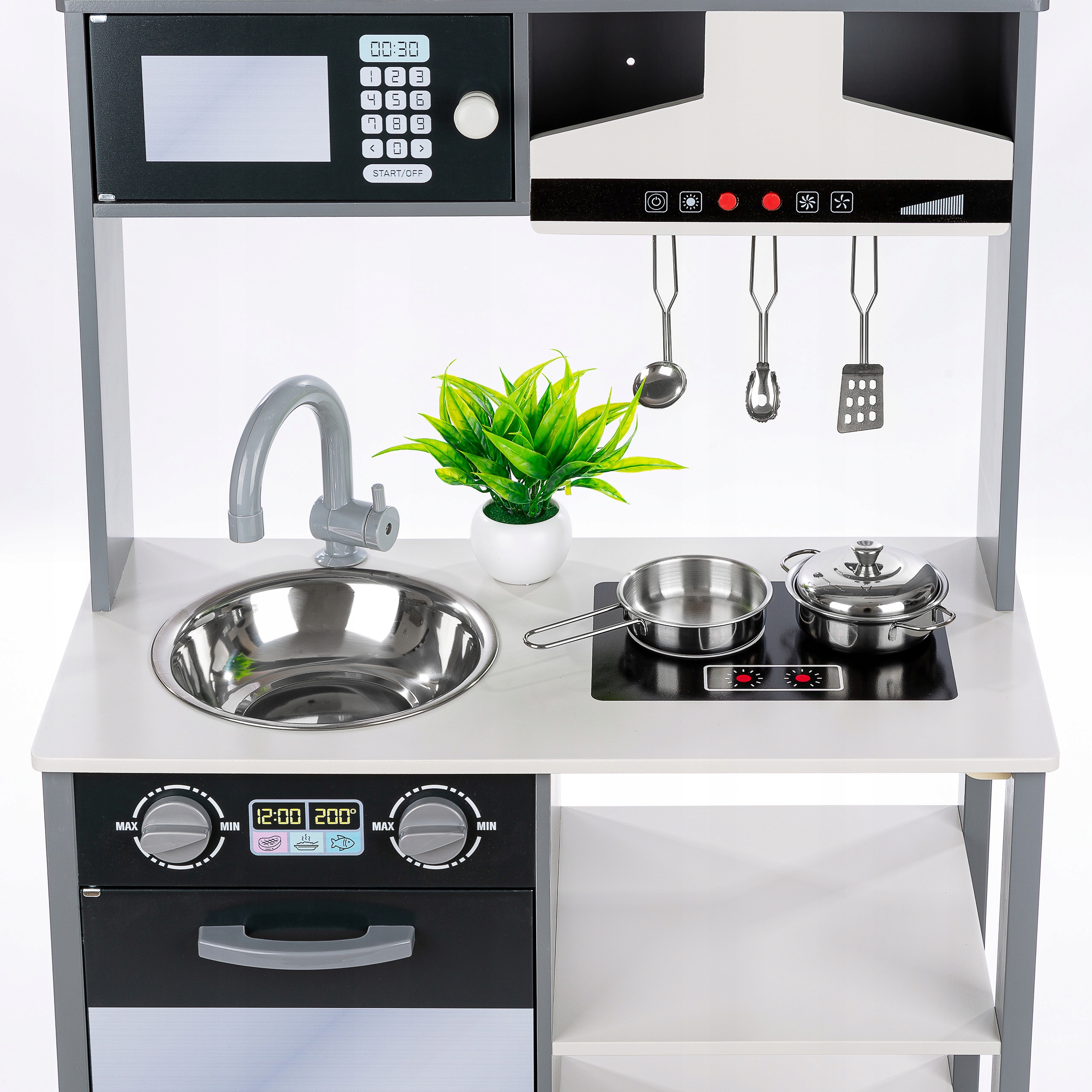 DREWNIANA KUCHNIA DLA DZIECI KINDERPLAY INTERAKTYWNY OKAP AKCESORIA 100cm Bohater brak