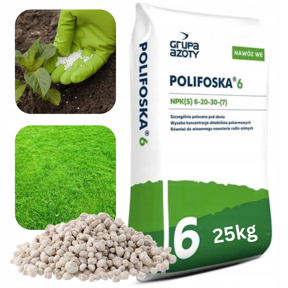 Polifoska 6 Nawóz Wiosenny Jesienny Do Trawnika Trawy 25KG Oryginał 6-20-30