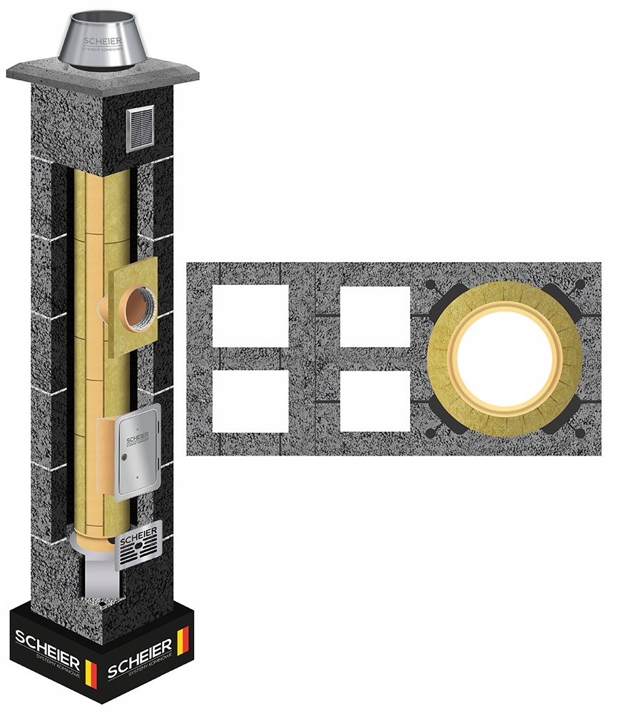 Keramický komínový systém KW2+W2 fi 200 13 m 36x78 cm, zateplený