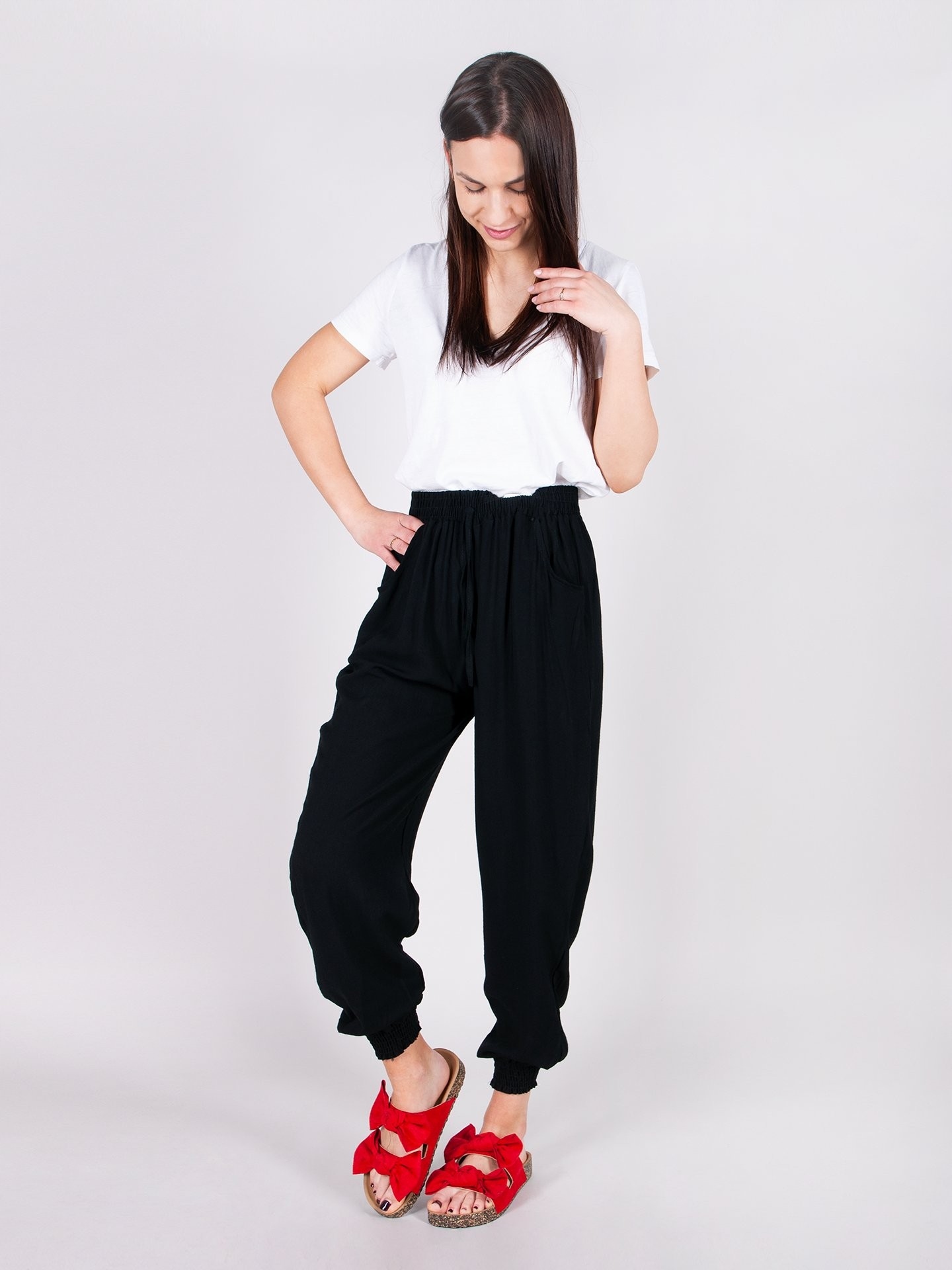 Spodnie damskie letnie długie z gumką S-M YOCLUB Rozmiar S/M