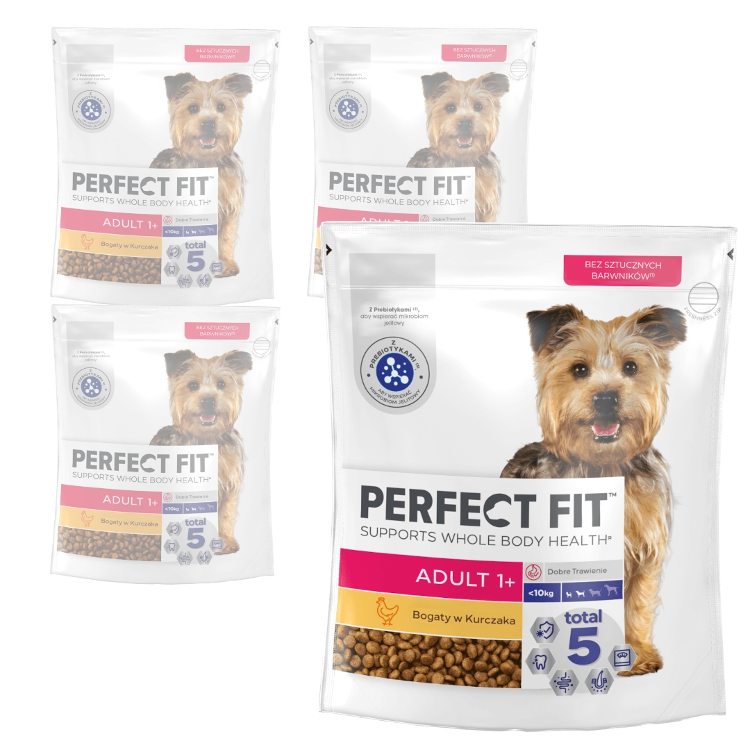 Perfect Fit Adult Sucha Karma Dla Psów Małych Ras 4x825g Bogata w Kurczaka