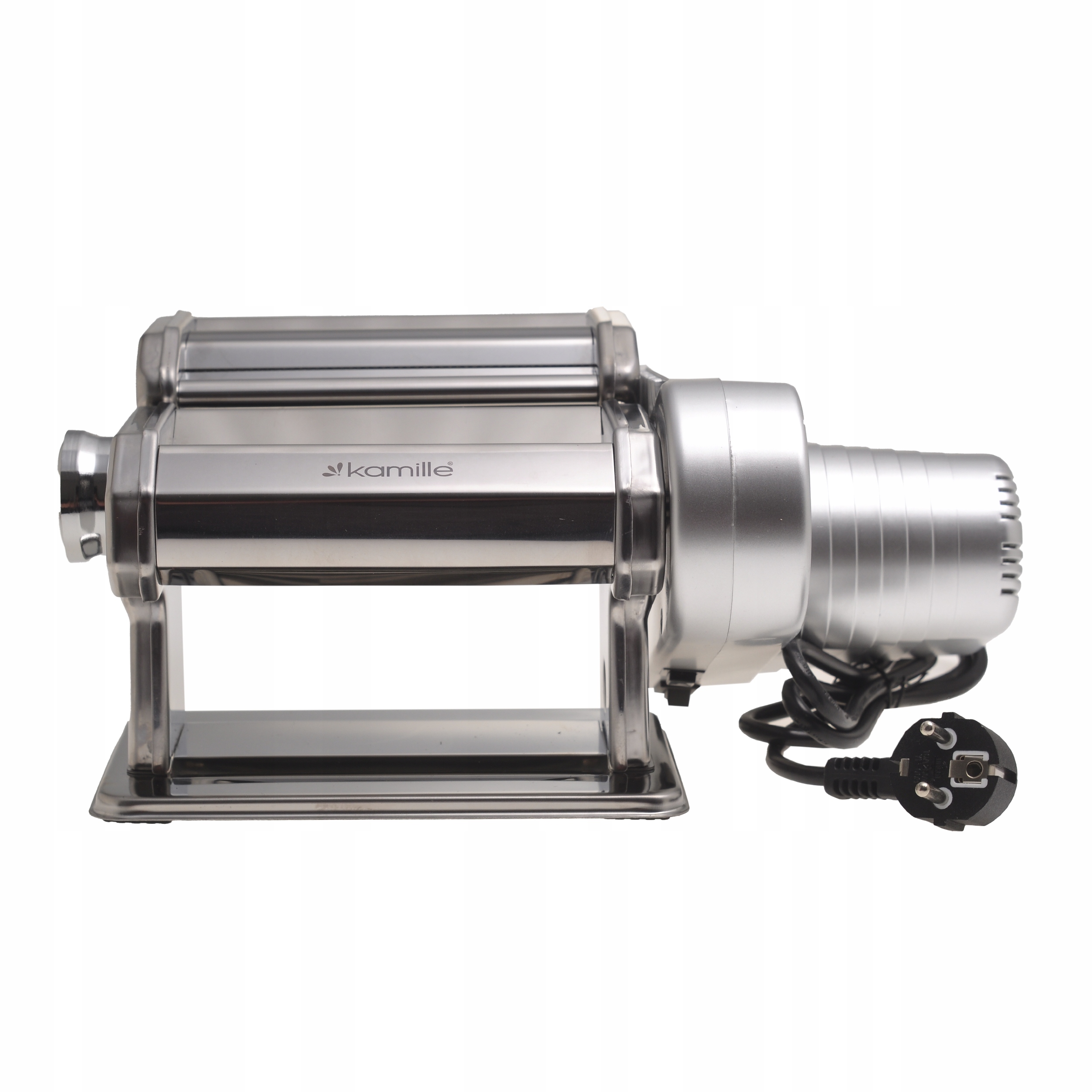 ELEKTRYCZNA STALOWA MASZYNKA DO MAKARONU I WAŁKOWANIA CIASTA 2-w-1 KAMILLE Stan opakowania oryginalne