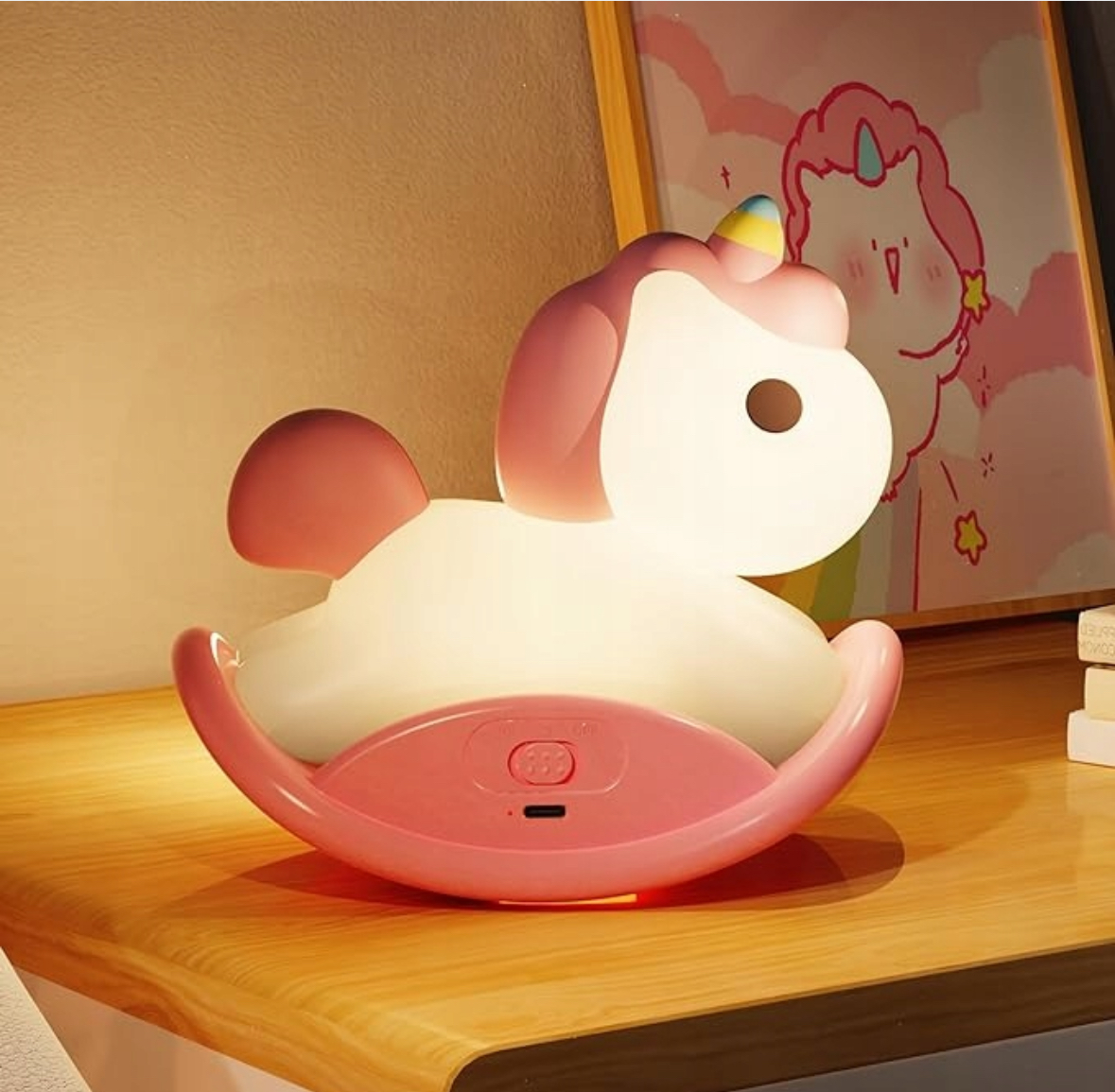 LAMPKA NOCNA LED SILIKONOWA JEDNOROŻEC ŁADOWANIE USB Marka bez marki