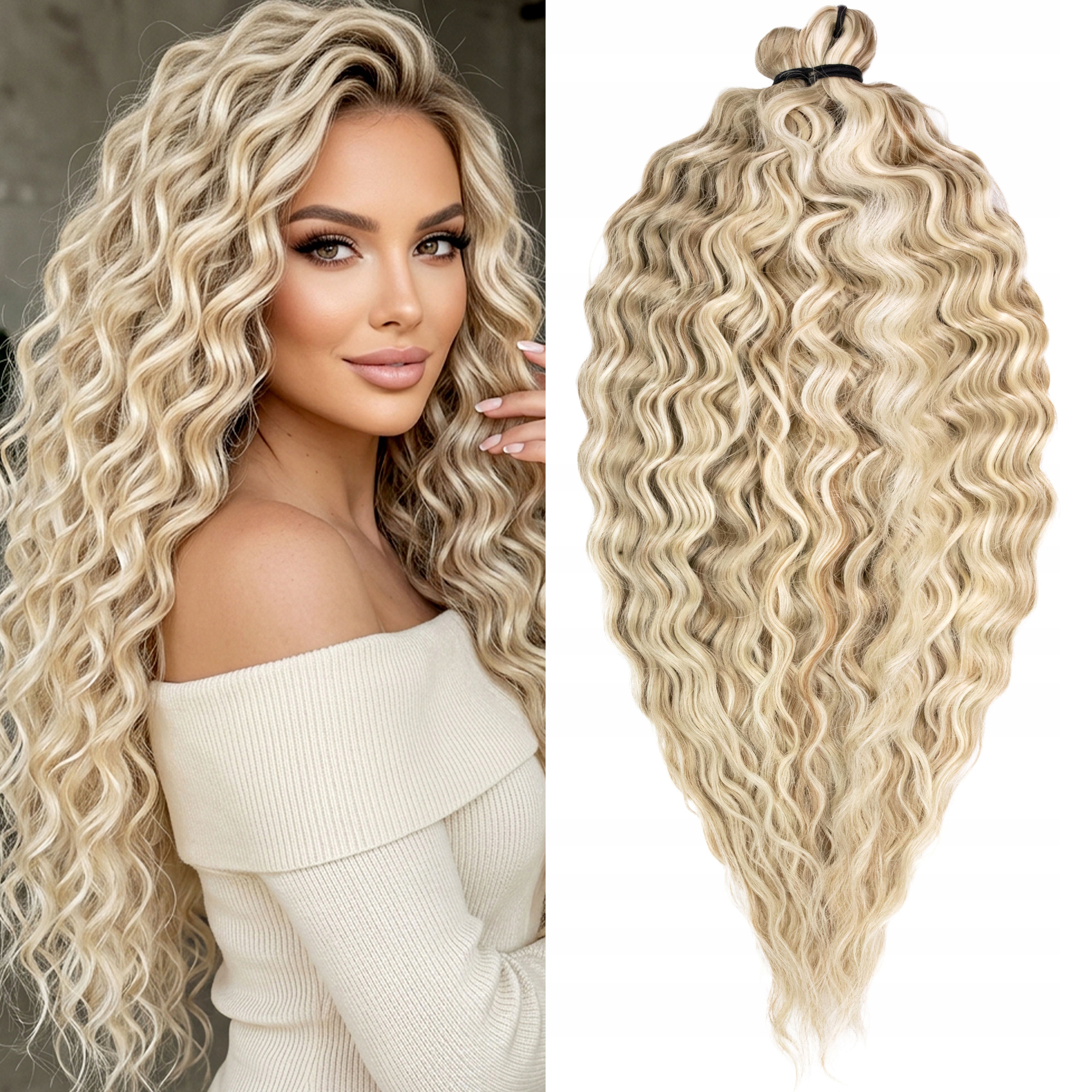 Włosy syntetyczne sztuczne fale Afroloki Ariel Pro 55cm 300g blond pasemka