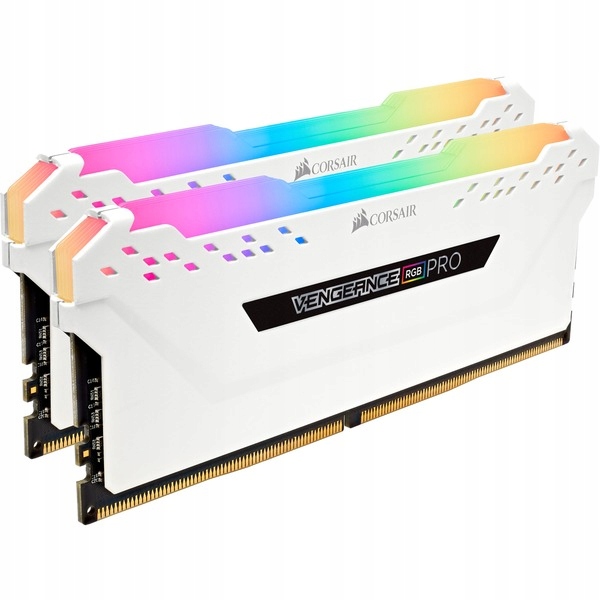 CORSAIR VENGEANCE RGB PRO 32GB (2x16GB) DDR4 3200 (PC4-25600) C16 1.35V Desktop Memory - White, 0840006620075 — 8