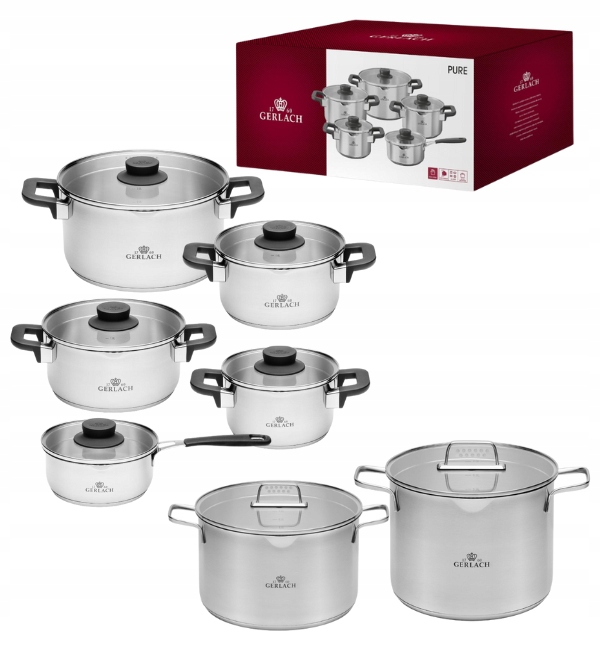 Gerlach Pure Komplet Garnki z pokrywkami 10 el indukcja Garnek 7 L+10 L