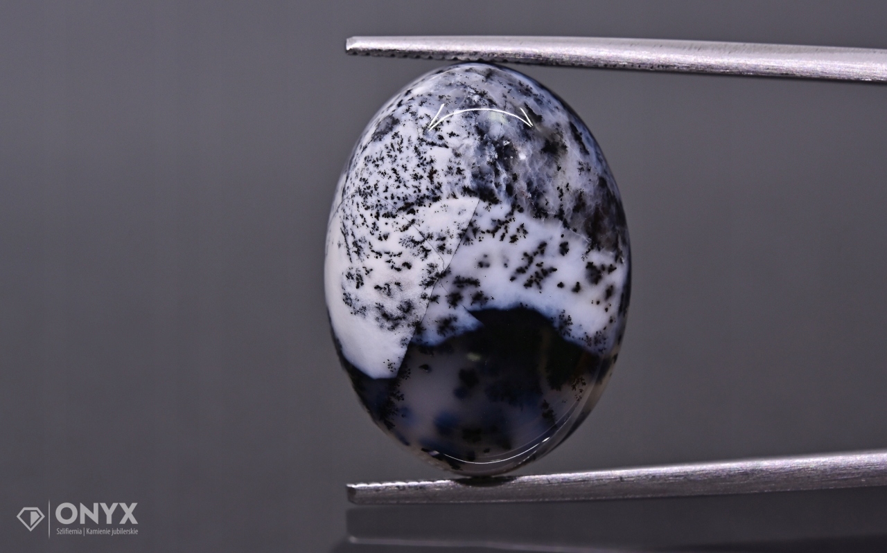 Dendritový achát z Turecka kabošon ovál 20x15 mm