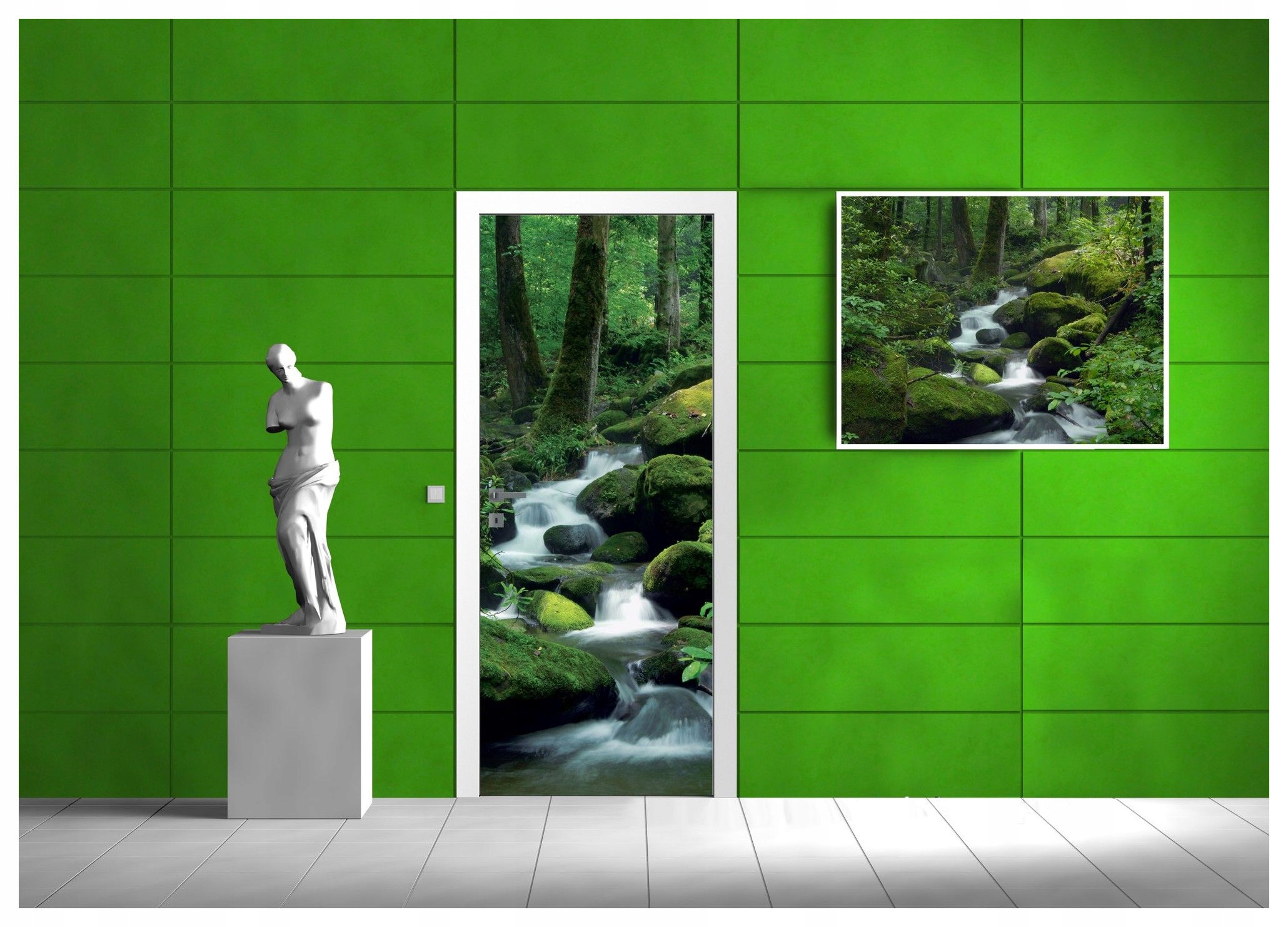 Samolepicí Samolepicí Fototapeta Lesní potok Smaragdový les 91x211