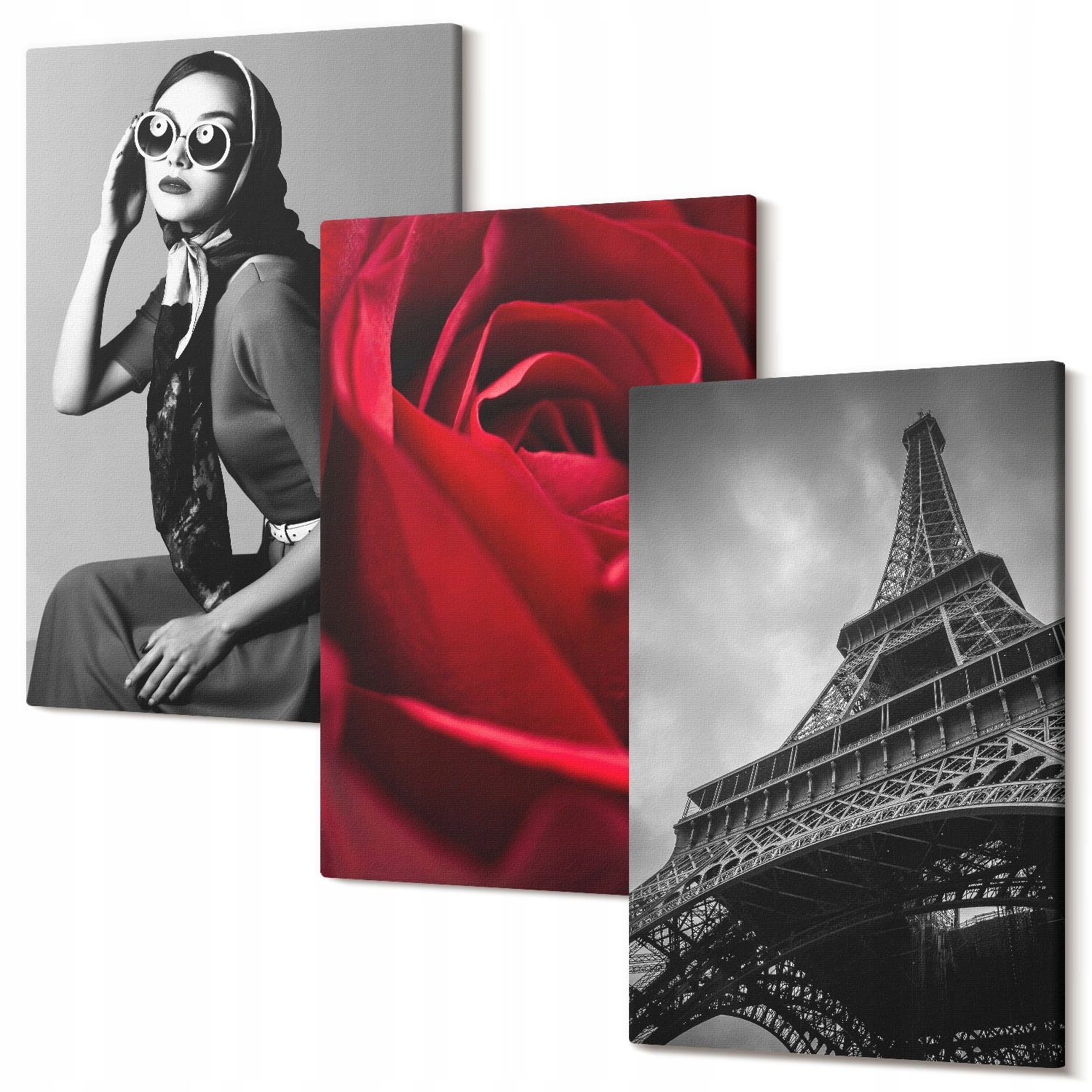 Komplet obrazů na plátně Galerie Pařížská dáma s brýlemi Eiffel 60x40 cm
