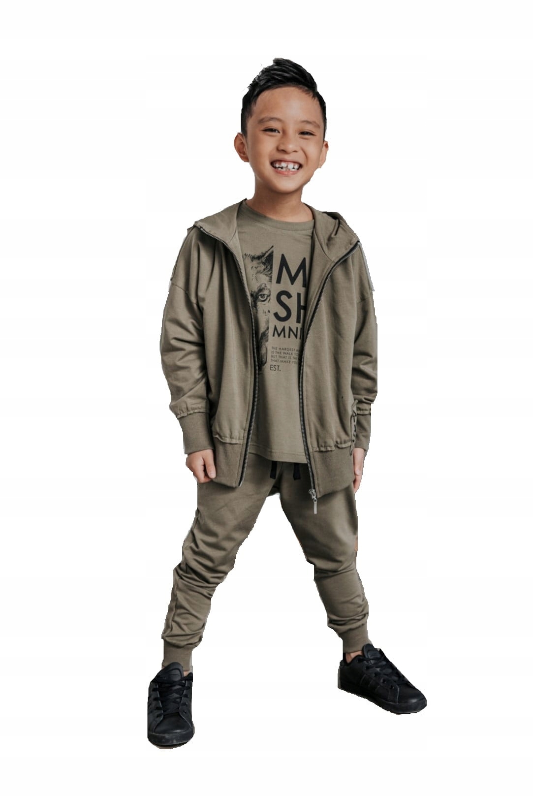 Rozpinana bluza z kapturem khaki MashMnie 128 134