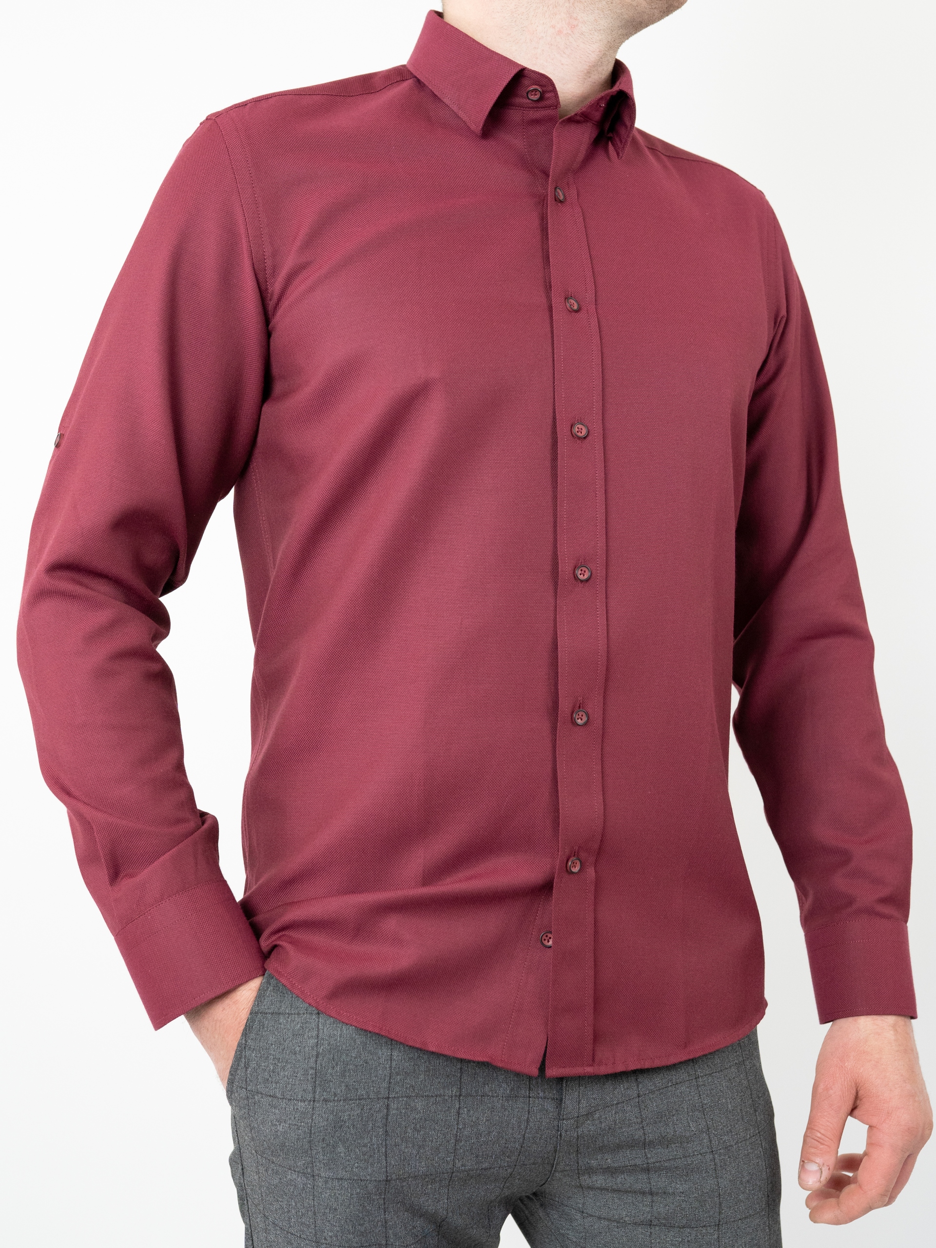 Koszula męska elegancka CASUAL SLIM BORDOWA XXL Rozmiar XXL