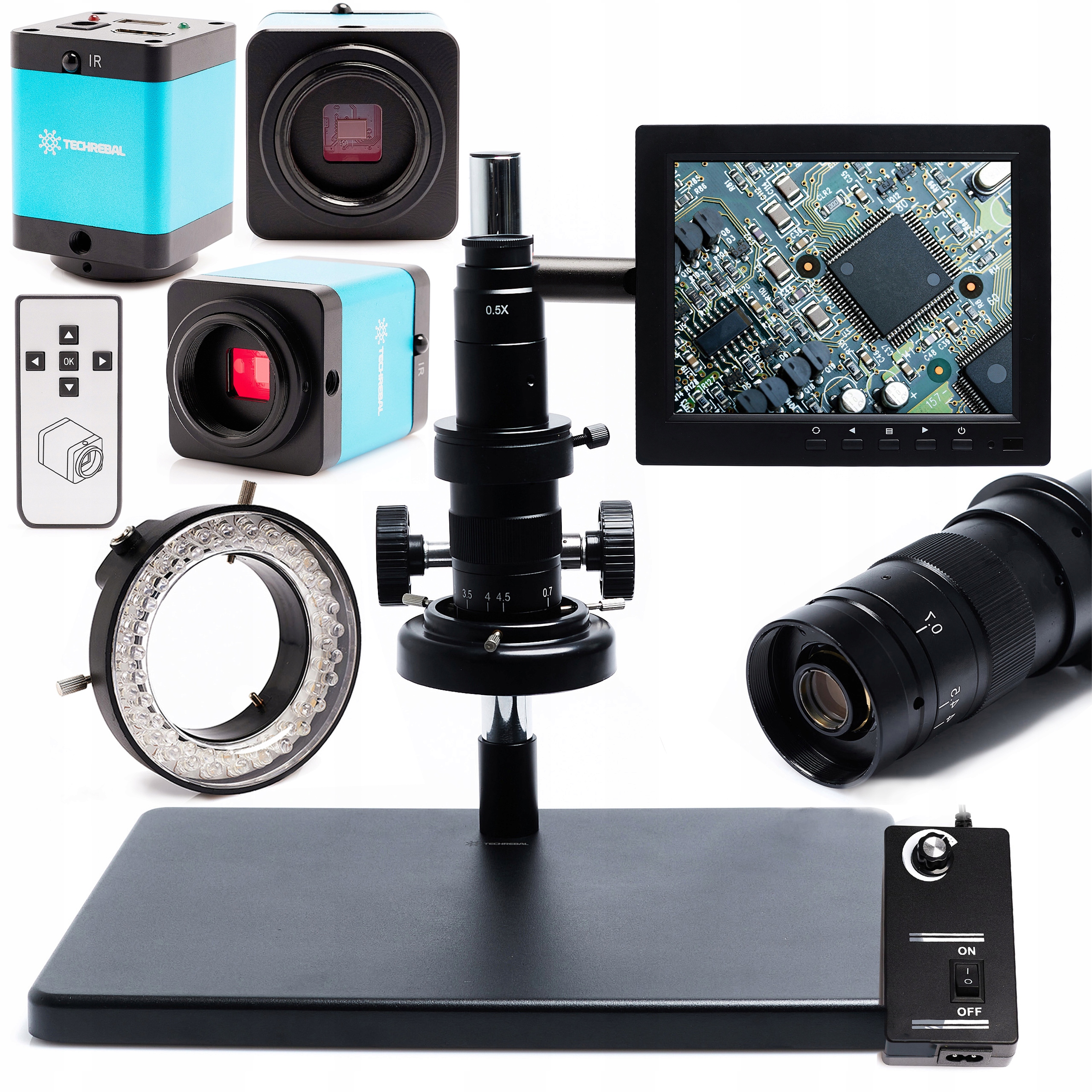 Digitální Mikroskop 10A Kamera Sada Techrebal Osvětlení 56X Led Obrazovka 8"
