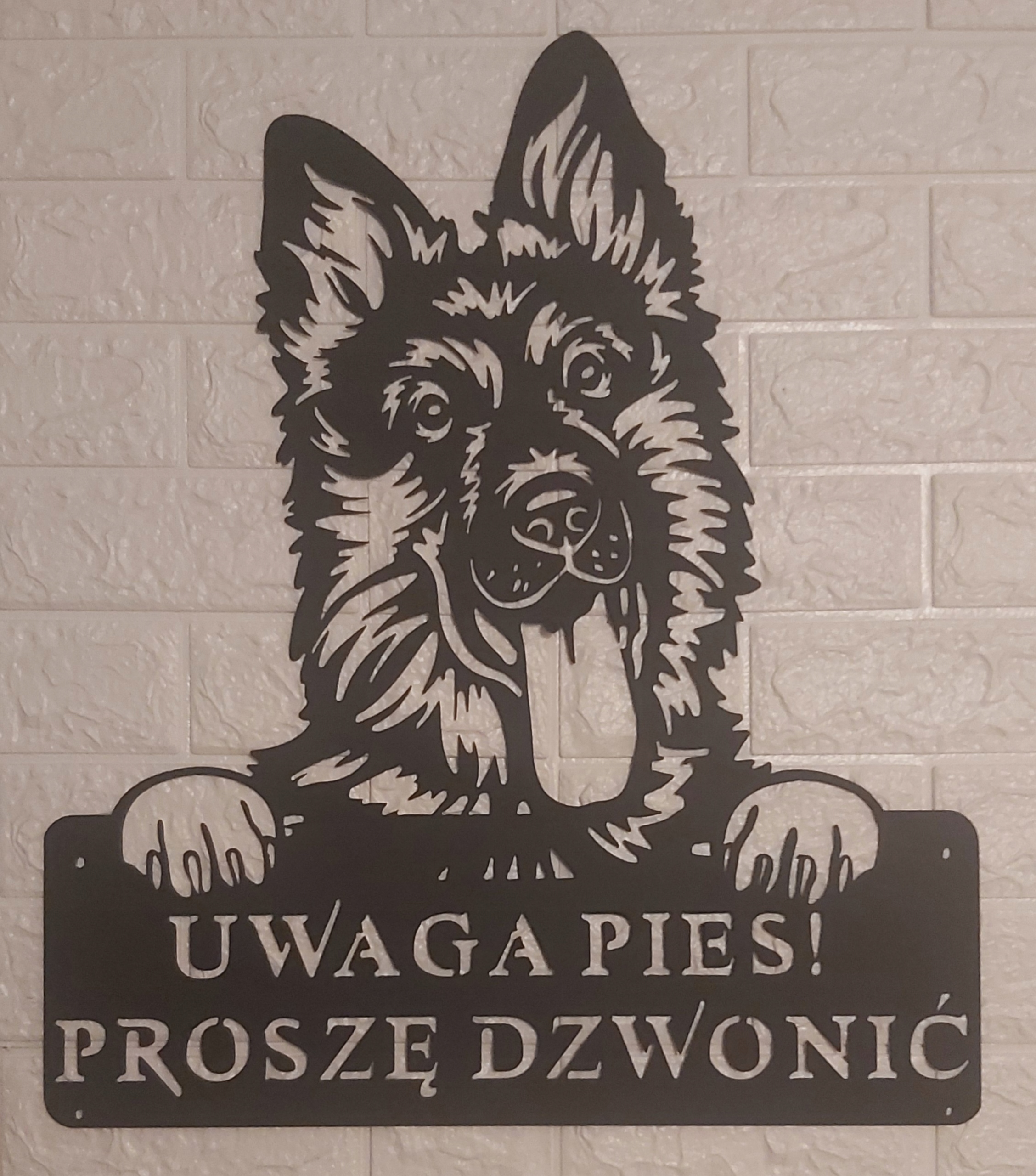 Pozor Pes zvoní štítek Velký na bránu, bránu Kovový