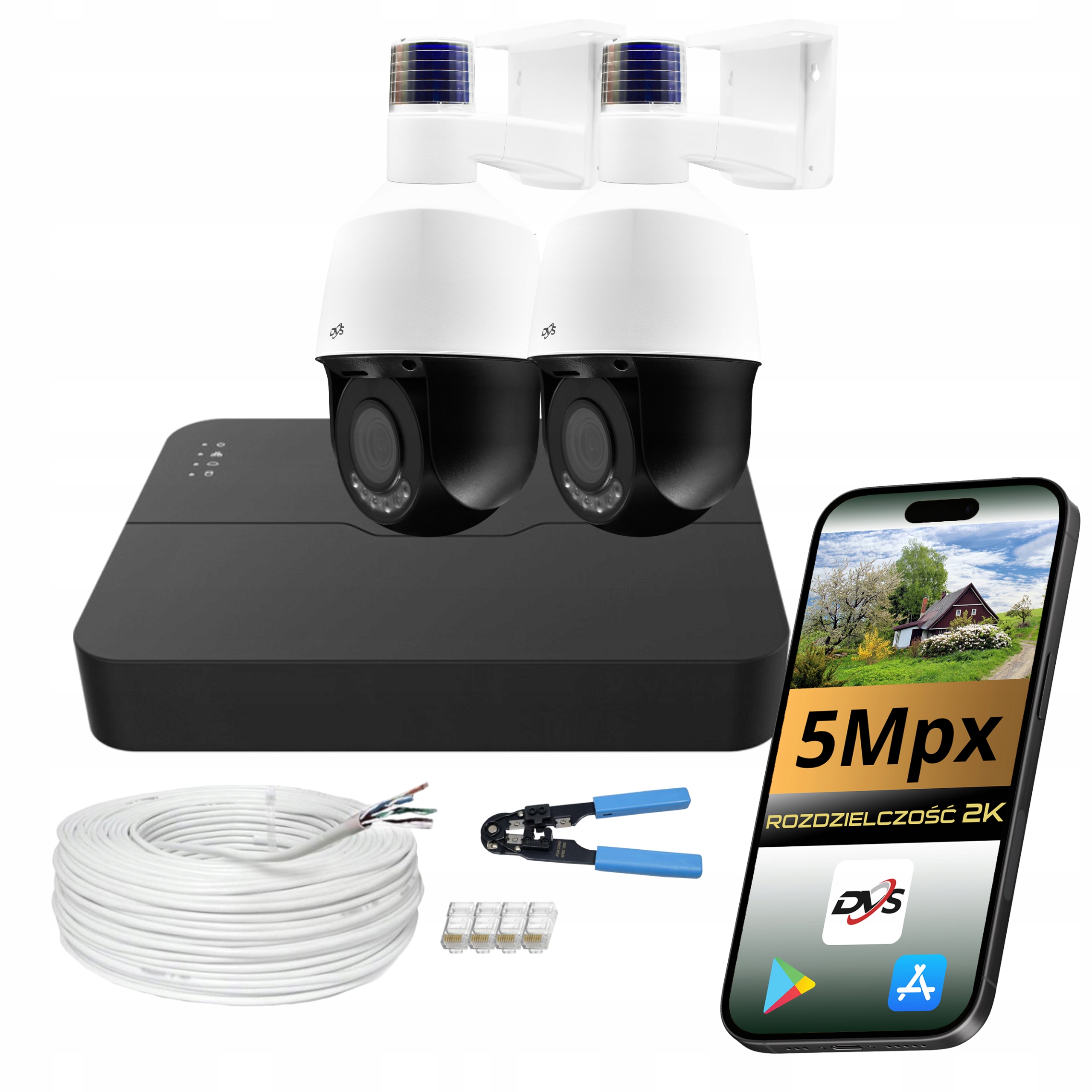 Sada Otočných Kamer Ptz 5MPX PoE Aktivní Odstrašování Detekce Ai Zoom