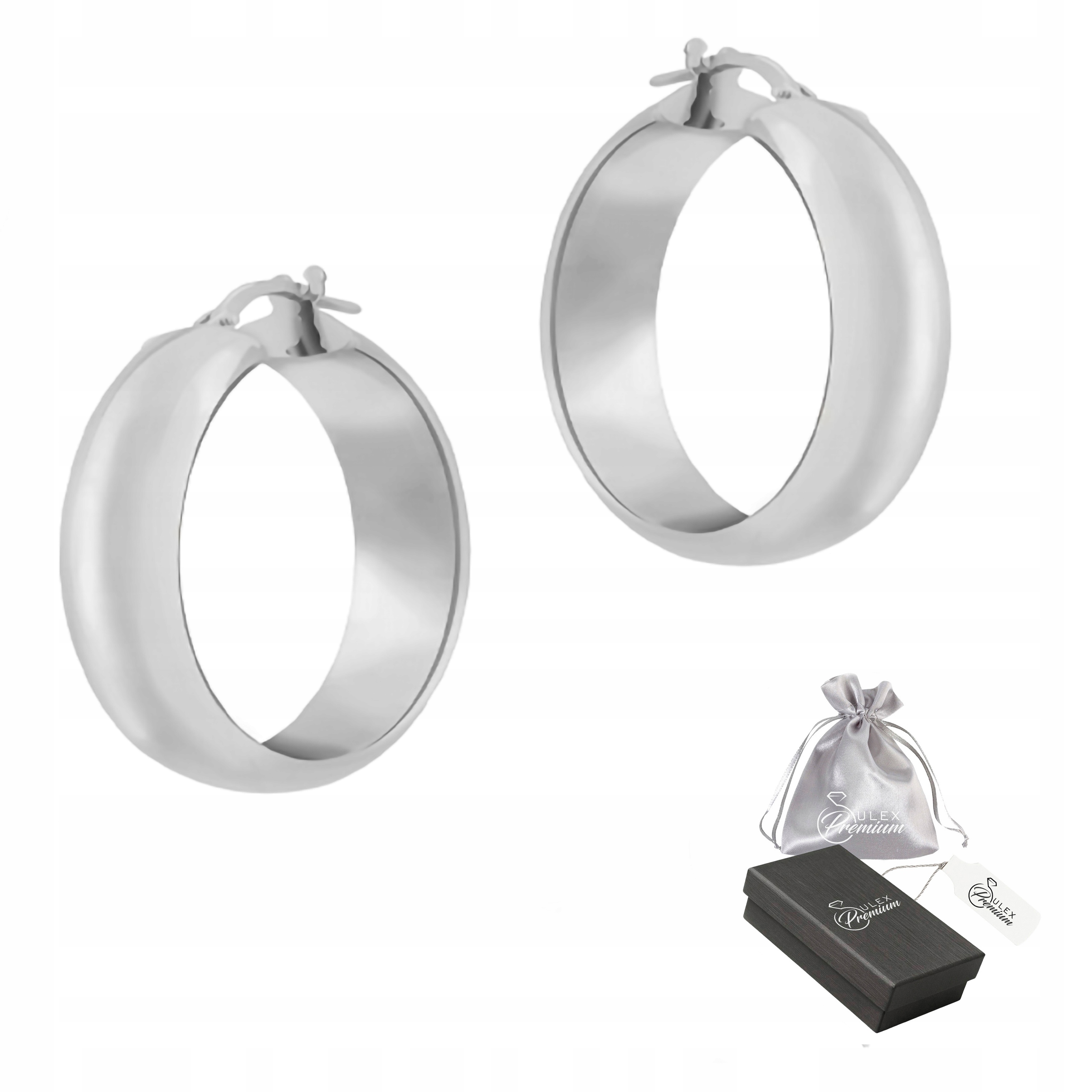 Rhodiované Náušnice stříbro ryzost 925 , foukané hladké kroužky pro ni Ø 2,0 cm