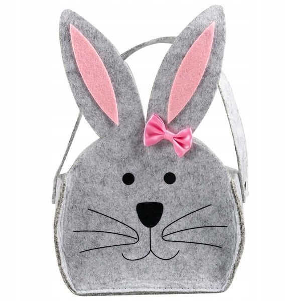 KOSZYK KOSZYCZEK WIELKANOCNY ZAJĄCZEK SZARY FILC WIELKANOC ŚWIĘCONKA