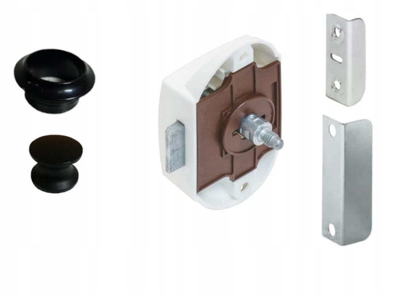 

Zamek meblowy do przyczepy pushlock czarny komplet
