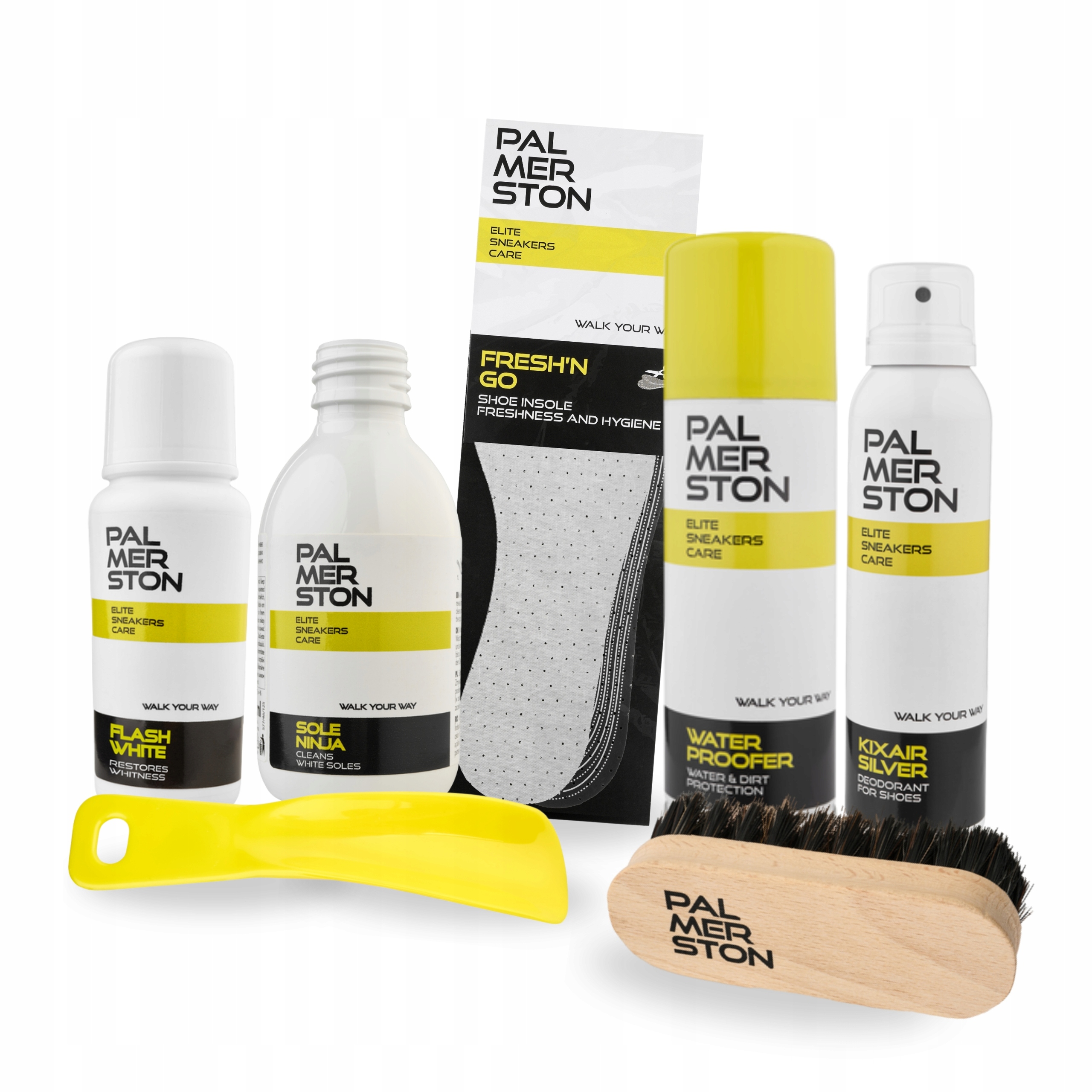 Sada 7v1 pro péči o boty s vložkami Fresh a bílou pastou Palmerston