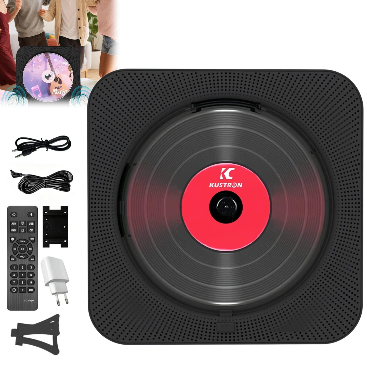 Prenosný CD Prehrávač Aux Fm, Bluetooth Reproduktor Ako Darček