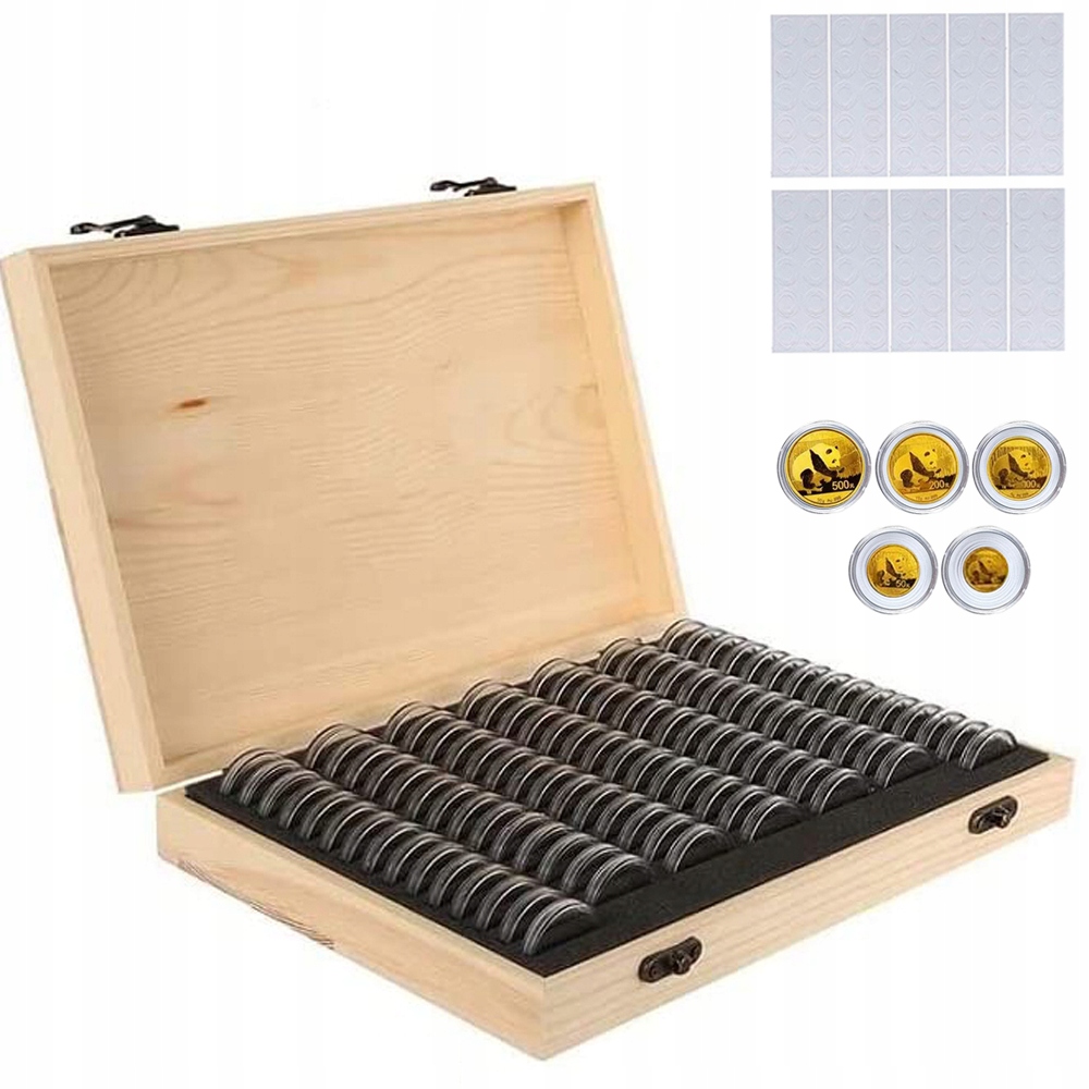 Dřevěná Krabička Na 100 Mincí 18MM/20MM/23MM/25MM/27MM/30MM Praktická